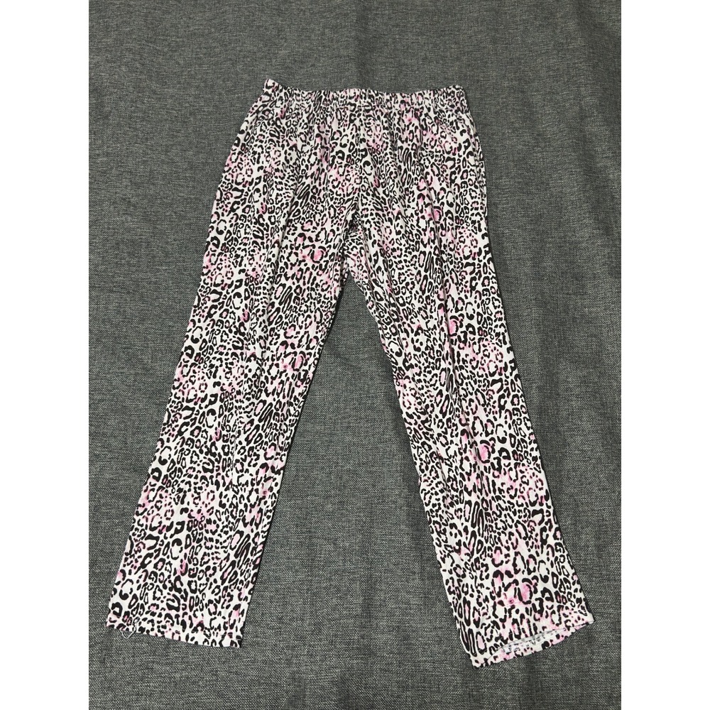 Thalia Sodi Womens XL Pajama Pants Pink Leopard Print Elastic Waist Straight Leg